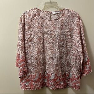 ROLLER RABBIT Cotton Floral Bell Sleeve Top Size XL
